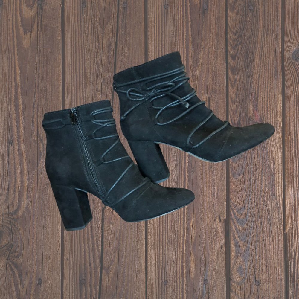 Black Heeled Attention Ankle Boots, Size 5